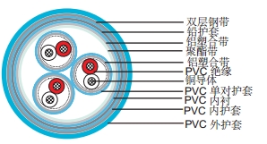 PAS 5308 第一部分1类 PE绝缘+总屏蔽+PVC护套 PAS 5308 第一部分1类 PE绝缘+总屏蔽+PVC护套